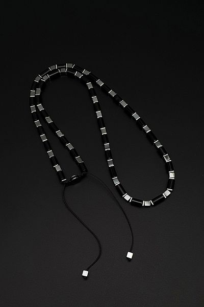 Seven Art Jewelry Natural Stone Blieklik & Necklace Set, Black Hematite and Agate Stone Necklace & Bracelet Set