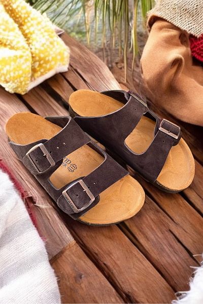 Land of Cork Anatomical Natural Cork Sole Suede Leather Slippers