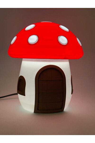 cevizdizayn YILBAŞI HEDİYESİ ÇOÇUK ODASI ABAJUR Mantar Şirin Peri Evi Gece La...