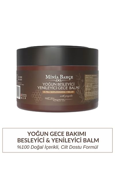 Minia Bahçe Bitki ve Sanat Atölyesi Night Balm - 100% Natural, Additive-Free, Intensive Nourishing and Renewing, 50ml