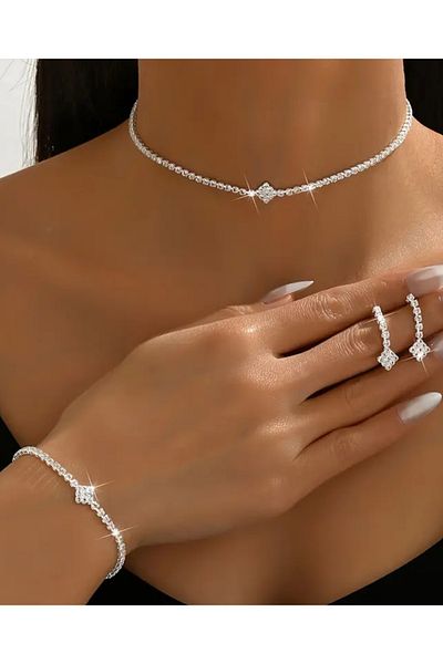 Mihra Aksesuar Necklace Earrings Bracelet Set of Three