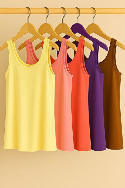 COTENCONCEPT 5 Pieces A-Line Comfortable Fit Basic Thick Strap Athlete T-Shirt