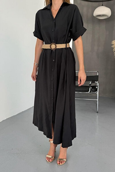 Feela Moda Women's Modal Woven Belt Shirt Dress 2015