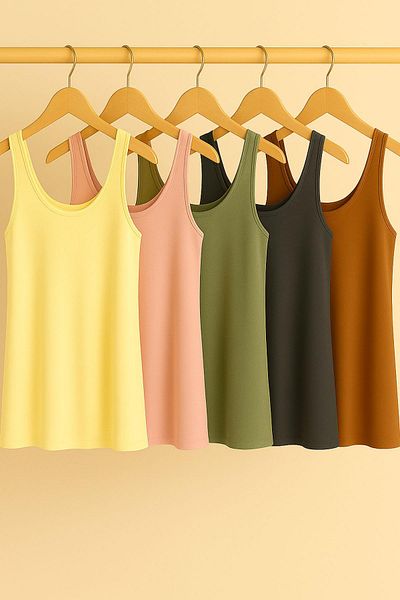 COTENCONCEPT 5 Pieces A-Line Cotton Thick Strap Athlete T-Shirt