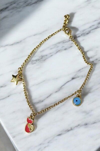 MakeWell Anklet Fish Daisy Cat Heart Design Gold Color Anklet Foot Bracelets