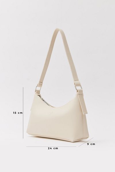 Shanta Crem D05 Geantă zilnică din piele artificială cu fermoar pentru femei, de mână și de umăr, baghetă L:15 L:24 L:9