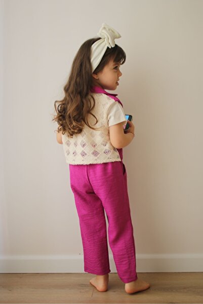 Morbellabutikaksesuar Girl's Pink Vest Pants Set – Stylish Combination with B...