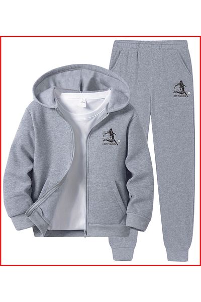 HOFFNUNG Gray Oversize Sports Outfit - Full Zip Stylized Fit