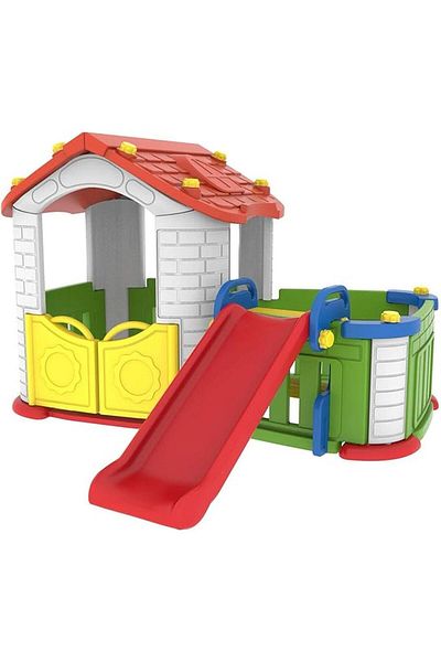 ALBADER Outdoor Playhouse With Slide, Playset For Kids, Big Children House With Slide, Garden Set