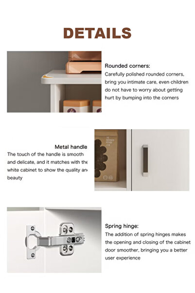 AGD Coffee Cabinet with Large Storage Capacity for Living Room, Entryway, Office, Open Door and Shelves 80*40*90cm / White