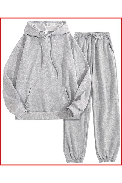 HOFFNUNG Νέα γκρι υπερμεγέθη αθλητικά ρούχα - Full Hoodie, Blank Logo