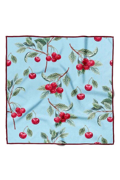 Modabutik B23 Women's Cherry Patterned Bandana 50X50 Red Green Dg0350-22 Snz