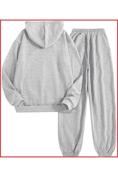 HOFFNUNG Νέα γκρι υπερμεγέθη αθλητικά ρούχα - Full Hoodie, Blank Logo