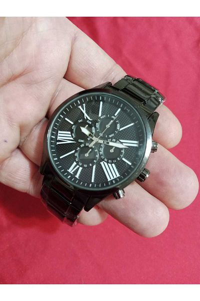 Brality Steel Cord Men's Wristwatch- Black Color Cord - Black Dial - Roman Numerals - 6025