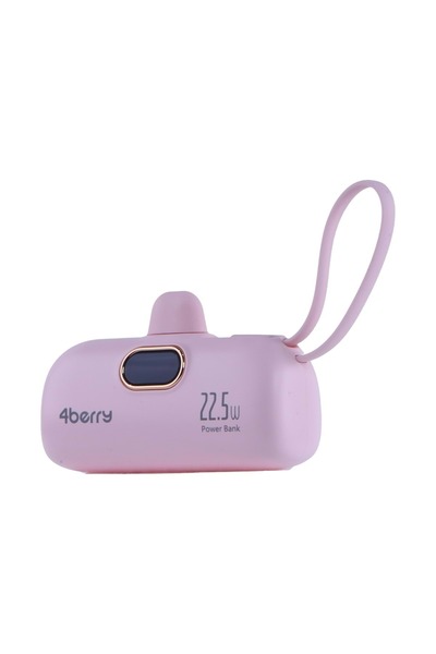 4Berry DX269B Pembe Powerbank – 5.000 mAh, 22.5 W Type-C Hızlı Şarj