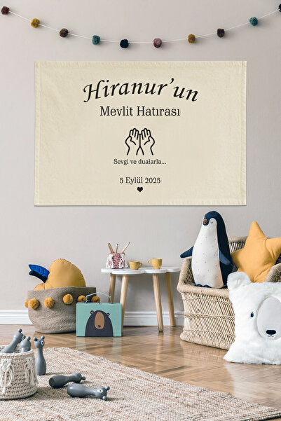 Ulu Home %100 Pamuk Kalın Kanvas Mevlit Hatıra Örtüsü | Kişiye Özel İsimli Me...