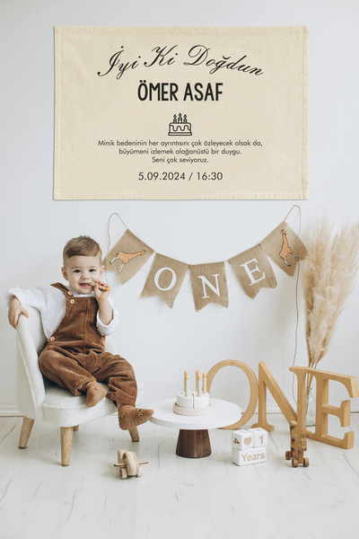 Ulu Home Kişiye Özel Doğum Günü Duvar Örtüsü Happy Birthday | %100 Pamuk Kalı...