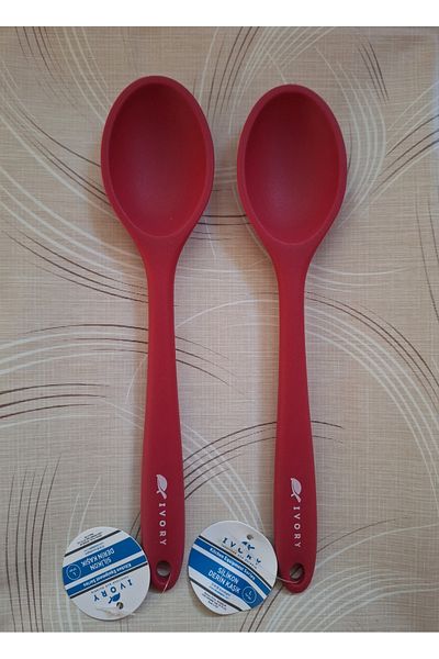 EMPA A V M Pack of 2 Ivory Fireproof Non-Stick Large Size (27.5 cm) Silicone Spoon