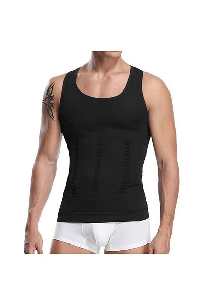 miresa Men's Corset Tank Top Waist Chest Belly Tightener Helps Improve Upright Posture - Black