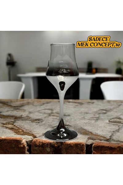 FERİS Footed Titanium Plated Silver Coffee Side Water Glass