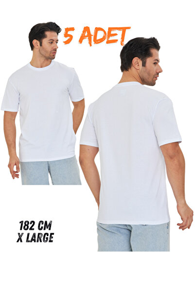 pxm إجمالي 5 قطع من القماش الفاخر المصنوع من القطن بنسبة 100%، تي شيرت عادي أ...