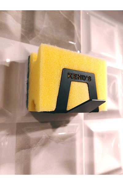 KendsHome 2-Piece Vacuum Sponge Holder – Cloth Hanger Protruding Metal Holder |   Wall Sticking Sponge & Cloth Organizer