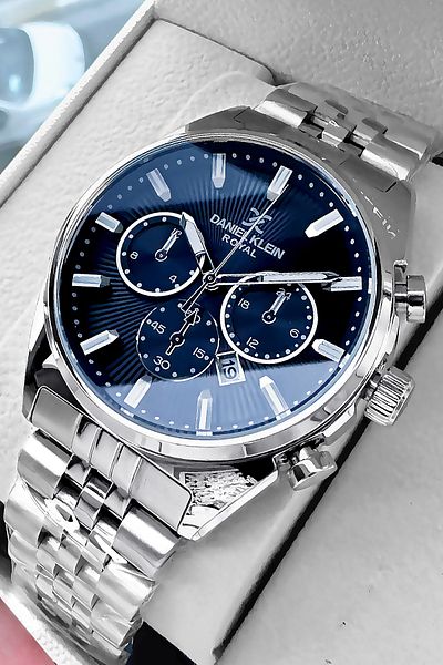 Daniel Klein Gift Original Men Wristwatch Waterproof Gumus Color Steel Cord Gift Bracelet Dke2137C4