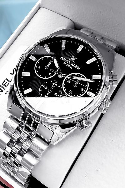 Daniel Klein Gift Original Men Wristwatch Waterproof Gumus Color Steel Cord Gift Bracelet Dke2137C6