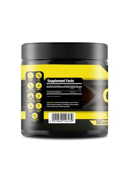 Body Builder Creatine Monohydrate, 50 Servings, Pineapple, 5g Creatine Monohydrate High Purity
