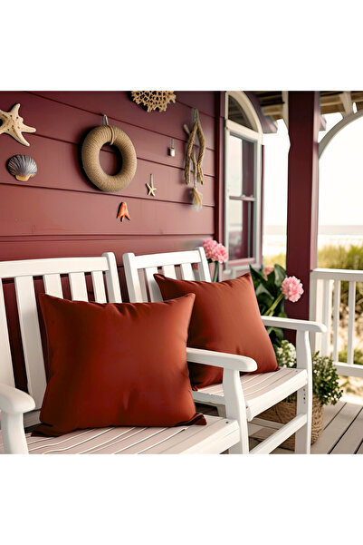 Bc Home 2'li Kiremit Rengi Dekoratif Kırlent Kılıfı Düz, Sade, Yumuşak Dokulu...