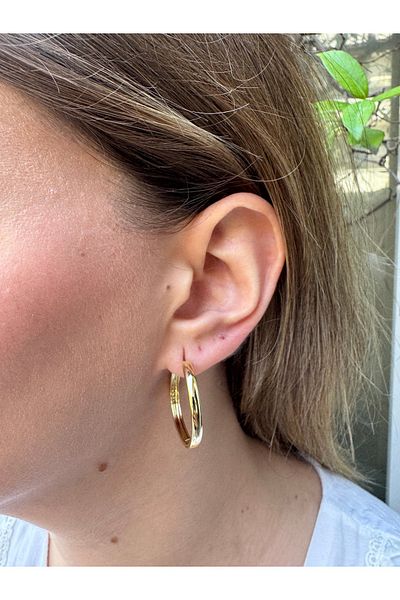 MODA Tarnish Steel Gold Hoop Earring (30 mm)