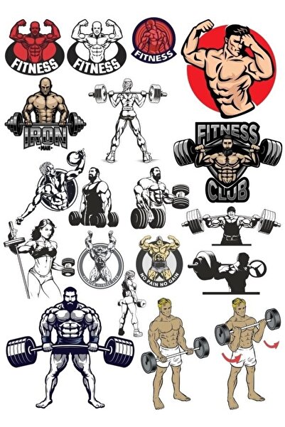 Reysa Tasarım مجموعة ملصقات رفع الأثقال من Fitness GYM مكونة من 13 قطعة للهات...