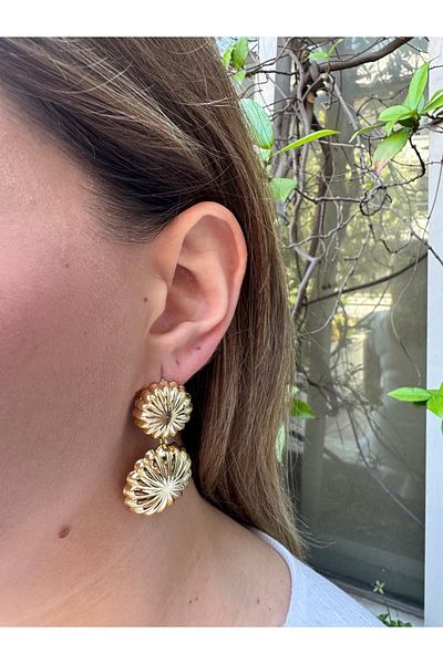 MODA Women's Steel Flower Form Dangle Earrings
