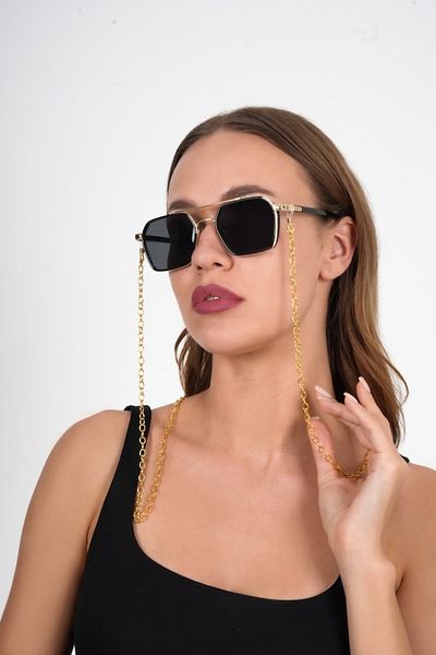JULIANO Gold Big Ring Glasses Chain