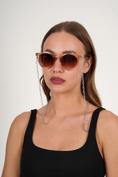 JULIANO Silver Big Ring Glasses Chain