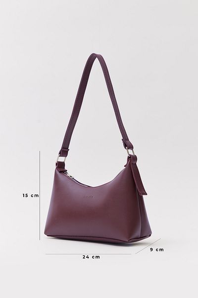 Shanta Bordeaux D05 Geantă baghetă de mână și de umăr pentru femei, din piele artificială, cu fermoar L:15 L:24 L:9