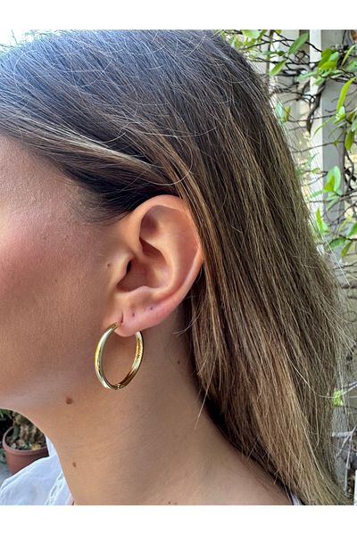 MODA Tarnish Steel Gold Hoop Earring (30 mm)