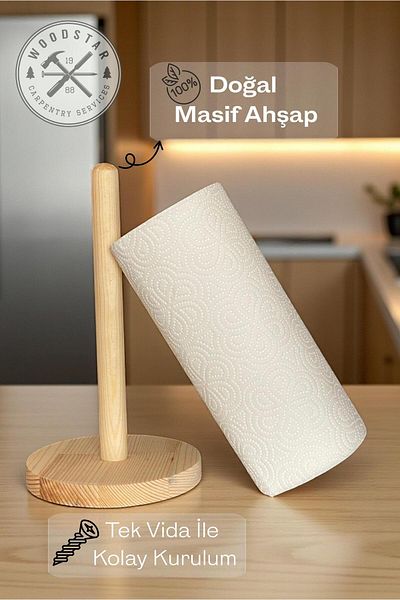 SERENGETİ HOME Towel Napkin Holder & Paper Towel Holder – Natural Wooden Napkin Holder and Paper Towel Dispenser
