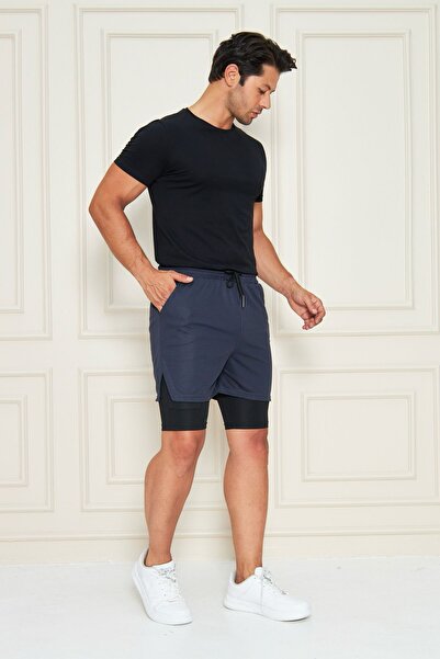 RAKİP Erkek Fitness Astarlı Taytlı Şort | Gizli Cep Detaylı