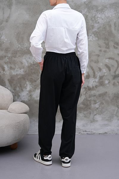 BigBrossBoutique Black Linen Blend Casual Comfortable Fit Women's Trousers