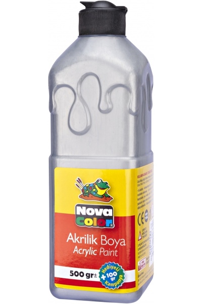 Nova Color Gümüş Akrilik Boya 500 gr 1 Adet Su Bazlı Akrilik Boyası Hobi Sana...