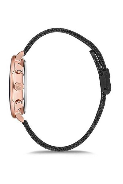 Momentus Men's Rose Gold-Multicolor Steel Case Round Dial Mesh Band Wristwatch Quartz Movement Anal