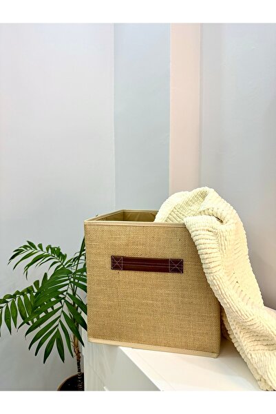 aydev home collection Jüt Kapaksız Dolap İçi Çamaşır Oyuncak Düzenleyici Katlanır Saklama Kutusu Organizer 30x30x30 cm