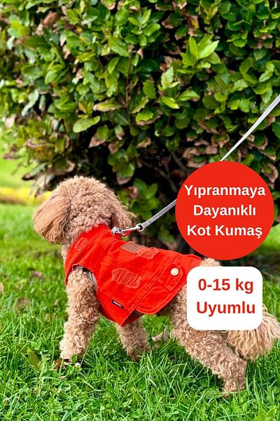 salya store Dog Apparel, Dog Denim Vest, Orange - Small Breed Dog Apparel (0-15kg)