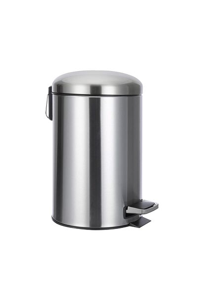 AKC 12l Stainless Steel Trash Bin – Medium Dome-lid Pedal Bin For Bathroom Or Kitchen Bin