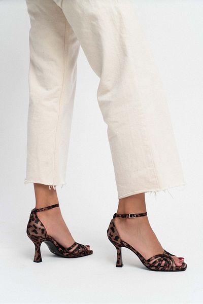 NİŞANTAŞI SHOES Pantofi cu toc înalt pentru femei Beloved Leopard din satin