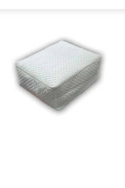 AYHOME Çeyizlik Lüks Güpürlü Kapitoneli Incili Saten Hurç Krem Renk 60 X 40x 40 Cm