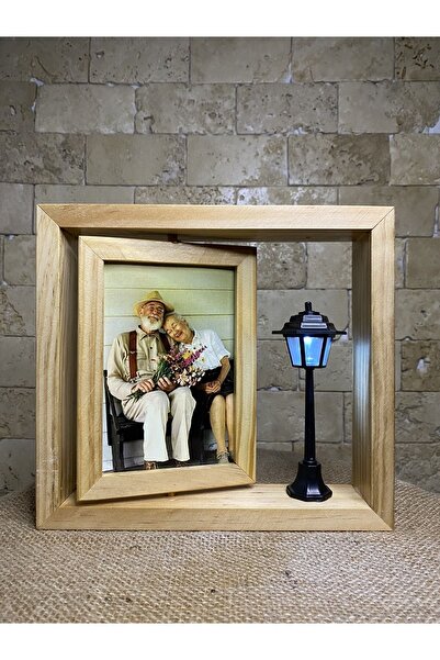AHŞAPTAN SANAT Handmade Wooden Rotating Frame with New Street Lamp