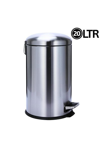AKC 20l Stainless Steel Kitchen Pedal Bin – Large Trash Can With Dome Lid, Matte Finish, Soft-close