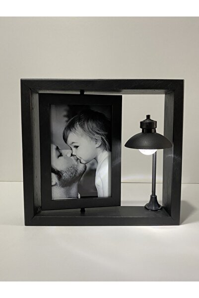 AHŞAPTAN SANAT WOODEN ROTATING FRAME BLACK STREET LAMP LAMPSHADE